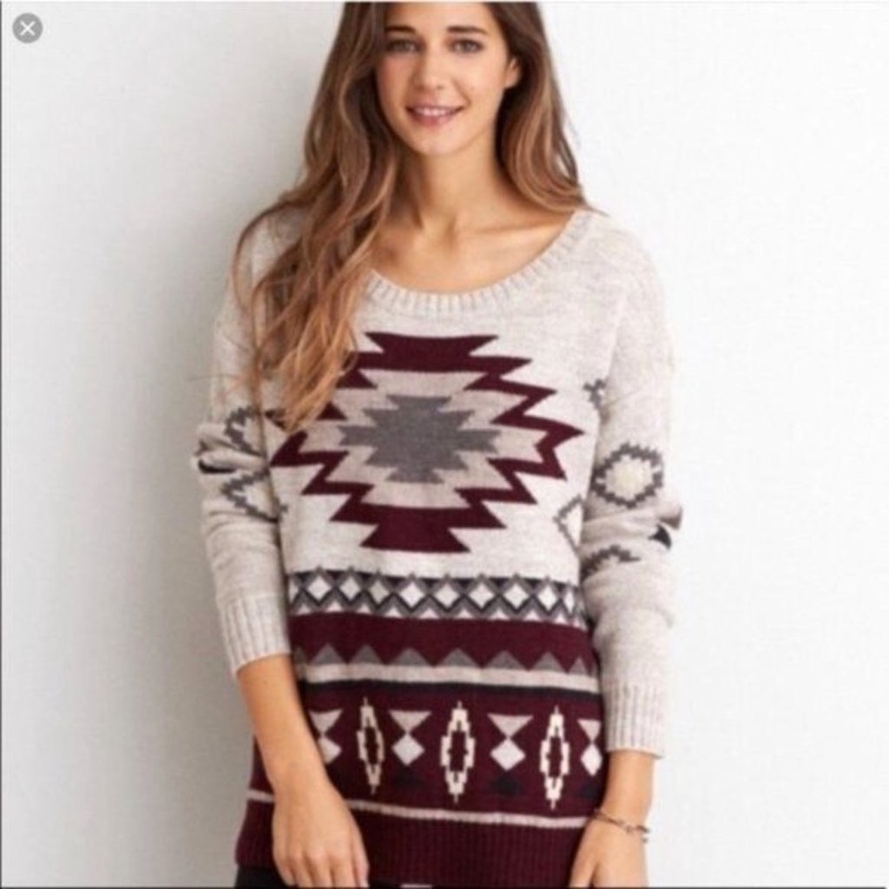 American Eagle Outfitters Size Medium Wool Blend Native American Aztec Sweater